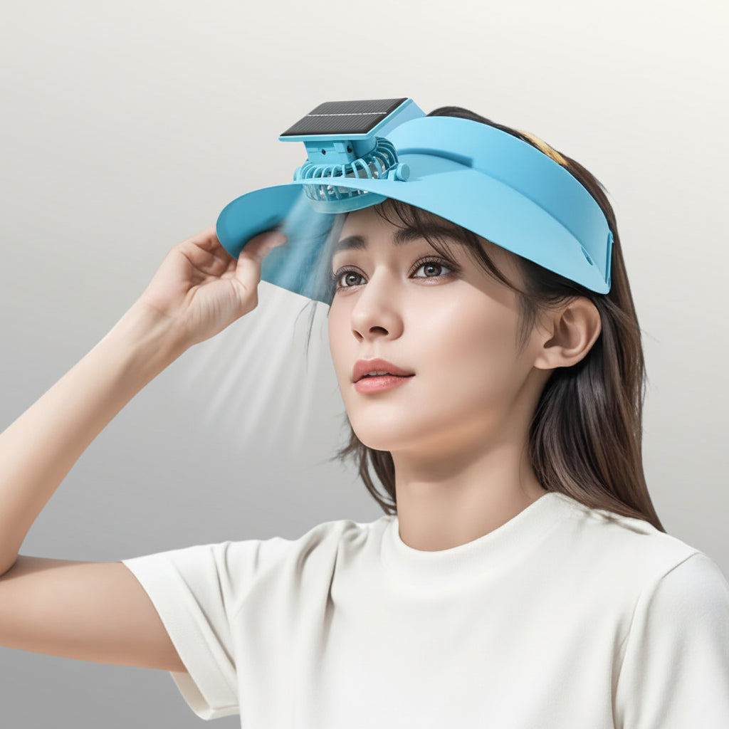 Outdoor Visor Hat with Solar Powered USB Charging