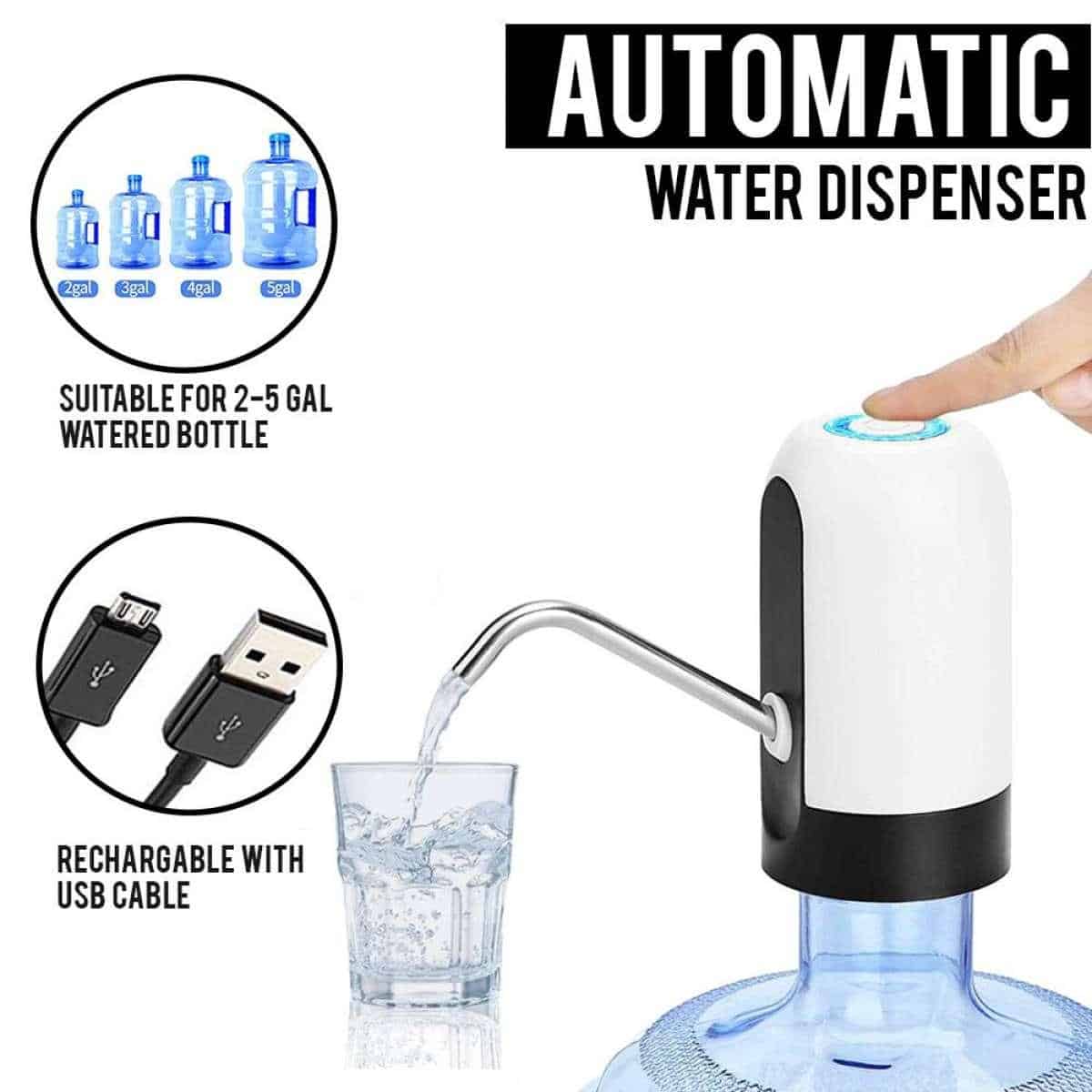 Water Pump Dispenser with USB Auto Charging