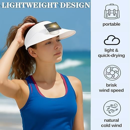 Outdoor Visor Hat with Solar Powered USB Charging