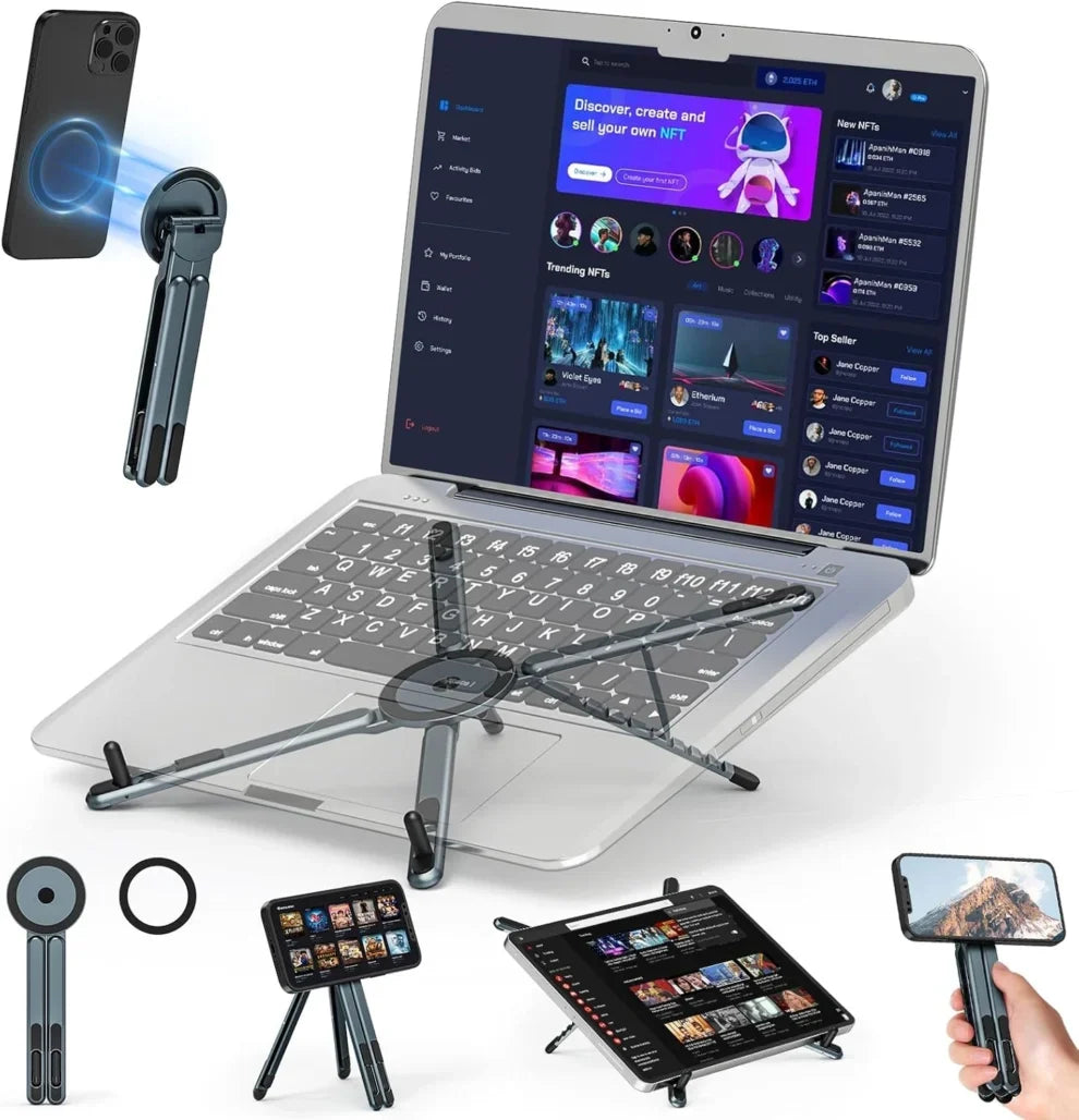 3-in-1 Foldable Magnetic Laptop,Tablet & Phone Stand